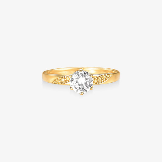Anel Solitário Amor em Ouro Amarelo 18K