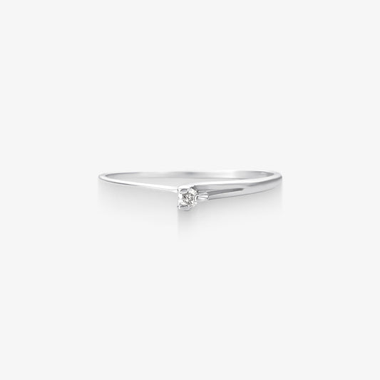 Anel Solitário Lyra com Diamante em Ouro Branco 18K