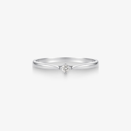 Anel Solitário Amélia com Diamante em Ouro Branco 18K