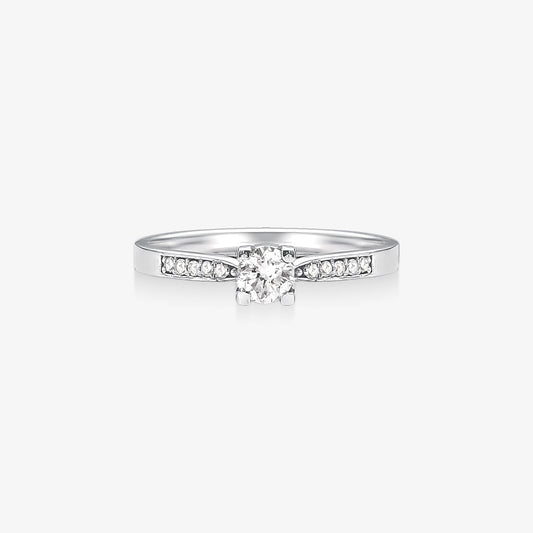 Anel Radiante com Diamante em Ouro Branco 18K