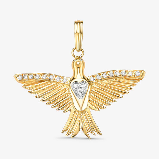 Pingente Divino Espírito Santo Diamantes em Ouro Amarelo 18K