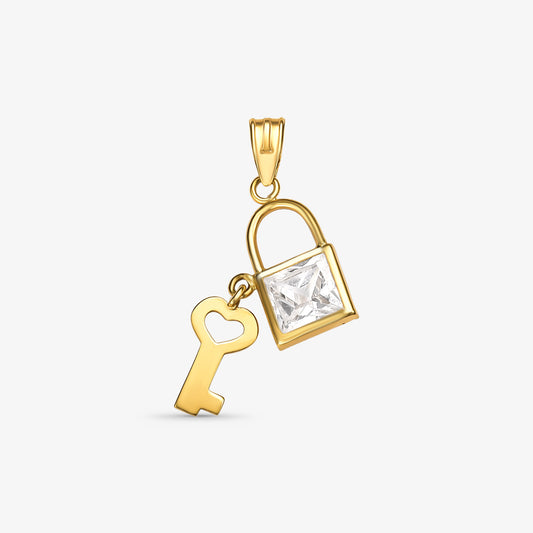 Pingente Cadeado e Chave em Ouro Amarelo 18K