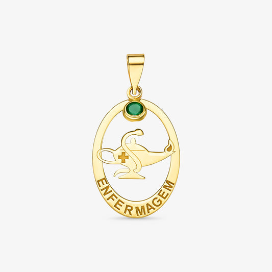Pingente Formatura Enfermagem em Ouro Amarelo 18K