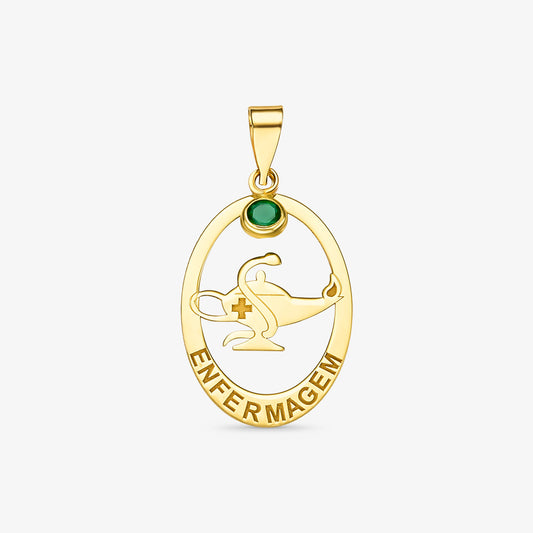 Pingente Formatura Enfermagem em Ouro Amarelo 18K