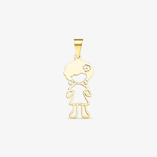 Pingente Menina em Ouro Amarelo 18K