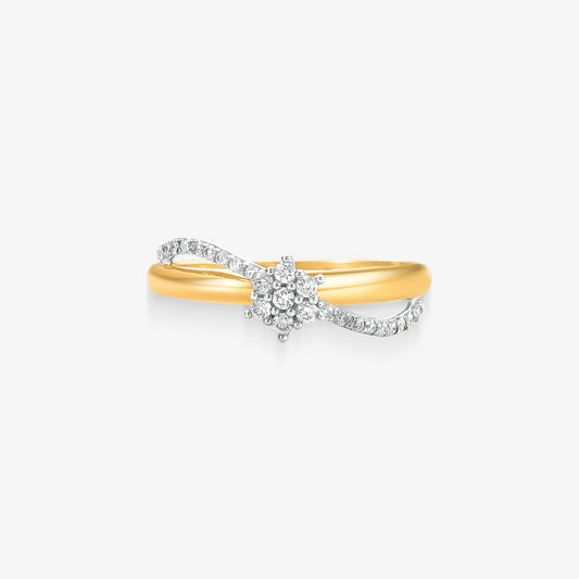 Anel Solitário Duetto com Diamante em Ouro Amarelo 18K