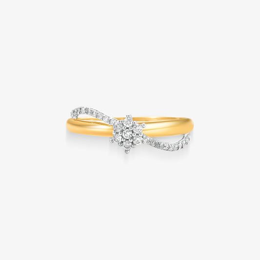 Anel Solitário Duetto com Diamante em Ouro Amarelo 18K