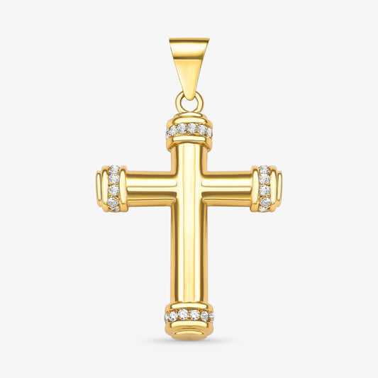 Pingente Cruz com Diamantes em Ouro Amarelo 18K