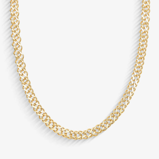 Corrente Grumet Dupla Laminada em Ouro Amarelo 18K, 60cm