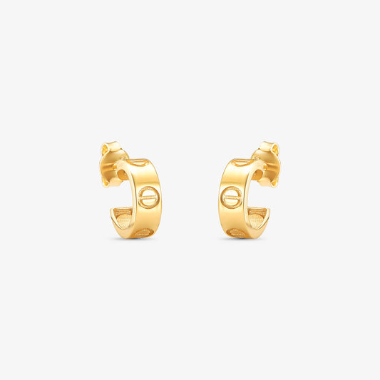 Brinco Argola Trabalhada Pequena em Ouro Amarelo 18K