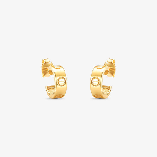 Brinco Argola Trabalhada Pequena em Ouro Amarelo 18K