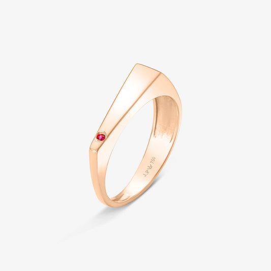 Anel FIN com Rubi Natural em Ouro Rosé 18K