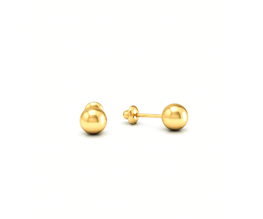 Brinco Bola em Ouro Amarelo 18K, 4mm