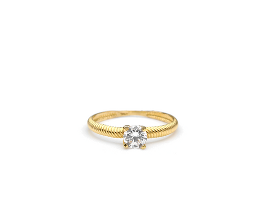 Anel Solitario c/ Zirconia Ouro Amar, 18k750 1,68g