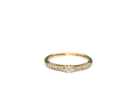 Anel 1,40g 13 diamante=0,20CT K/VS ouro 18k750