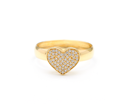 Anel chuveiro coracao zirconia 2,25g ouro 18k750