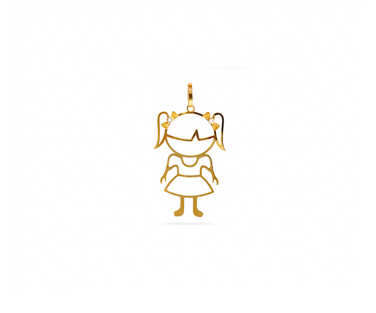 PINGENTE MENINA G VAZADA ZIRConia ouro18K750
