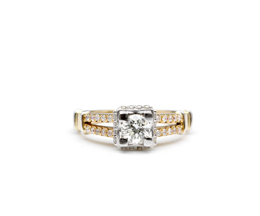 Anel Solitário T.Eiffel 4,74g C=0,50 21Diamantes=0,70CT K/VS Ouro Bicolor18k750