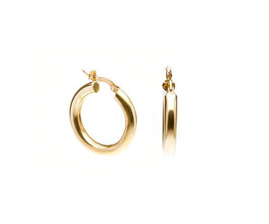 Brinco Argola Bojuda Média em Ouro Amarelo 18K