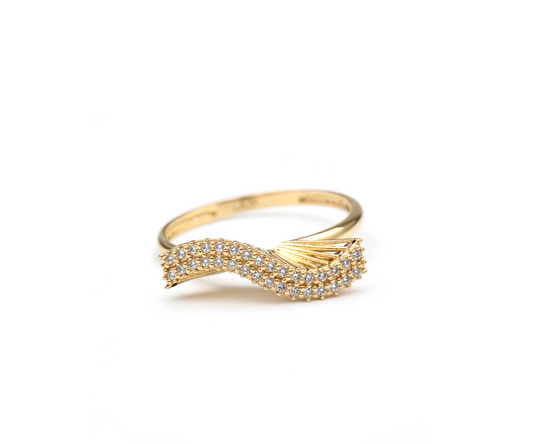 Anel ondulado zirconia 1,75g ouro 18k750