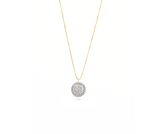 Gargantilha pizza 42cm 1,7g 59diamantes=0,80CT K/VS ouro18K750