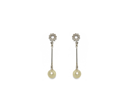 Brinco 20Diamantes K/VVS2 2Perolas Naturais 2,80g Ouro18k750