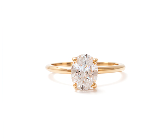 Anel Solitário Oval com Zircônia em Ouro Amarelo 18K