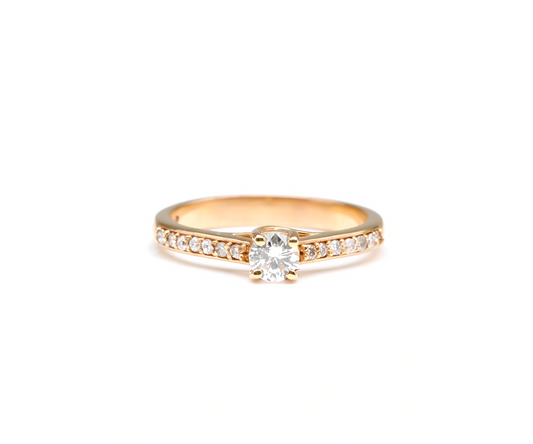 ANEL C=0,35CT+14Diamantes=0,14CT K/VVS2 2,90G ourorose18K750