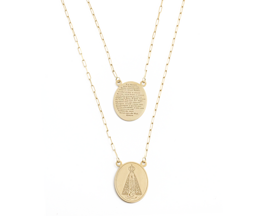 Escapulario N.Sra Aparecida 65cm ouro 18k750