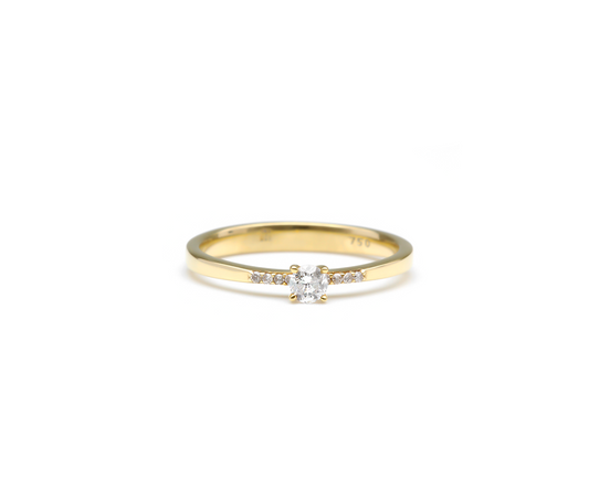 Anel Solitário Mirra com Diamante em Ouro Amarelo 18K