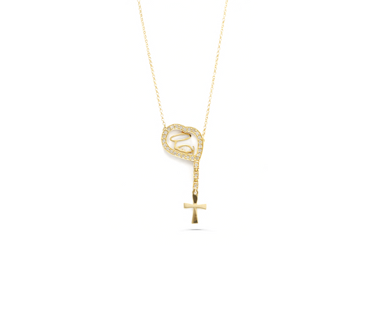 Gargantilha 45cm N.SFatima 28Diamantes=0,30CT K/VS 3,06g Ouro Amarelo 18k750