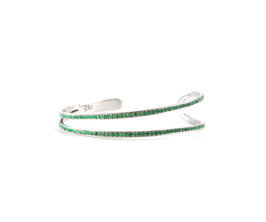 Bracelete com Esmeraldas Naturais 12,95g Ouro Branco 18K750