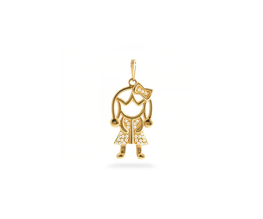 Pingente menina vazado zirconia branca 1.30g ouro 18k750