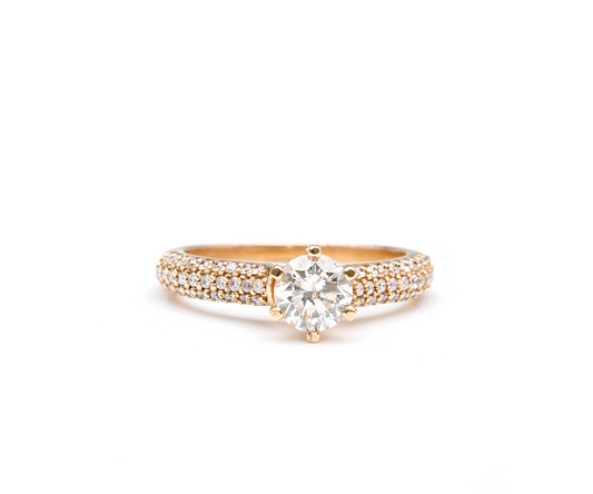 Anel C:60 3.40g 59Diamantes=1.18CT K/VS1 ouro rose 18k750