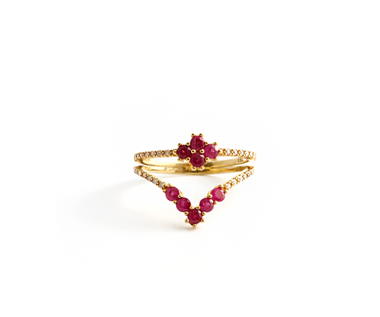 AN TRAB 3,46G 28DIAMANTES NATURAIS+9 RUBIS NATUR OURO18K750