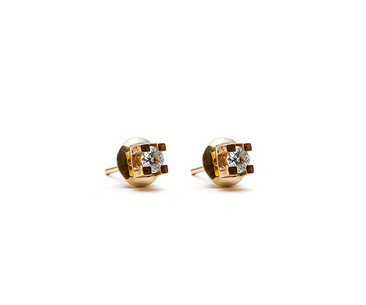 Brinco 1,40g 2diamantes=0,34CT K/VS ouro18k750