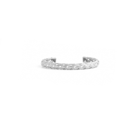 Bracelete cesta trancado vazado 17,30g ouro branco 18k750