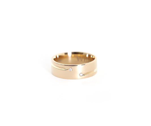 Aliança Risk em Ouro Amarelo 18K com Diamantes