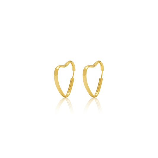 Brinco Argola de Coração em Ouro Amarelo 18K