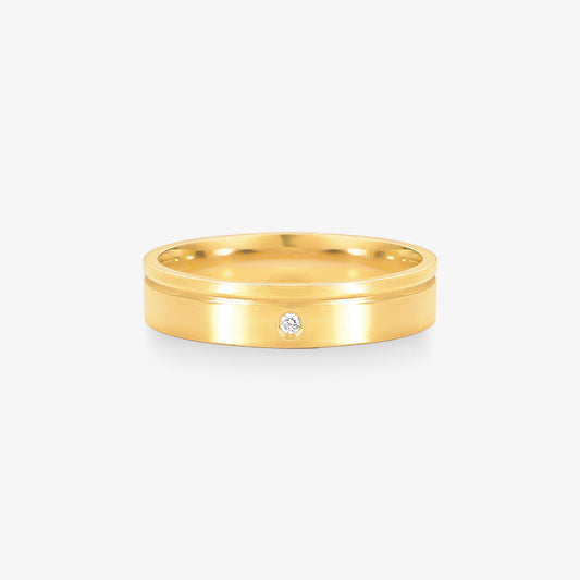 Aliança Risk Comfort com Pedras em Ouro Amarelo 18K, 4,50mm