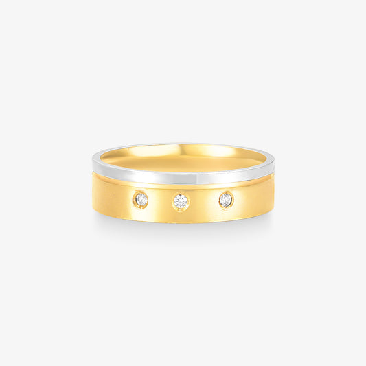 Aliança Noa Comfort Bicolor com Pedras em Ouro 18K, 5,50mm