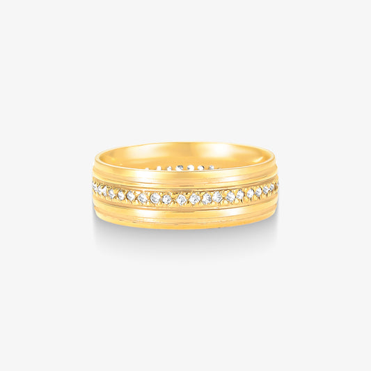 Aliança Refúgio Comfort com Pedras em Ouro Amarelo 18K, 6,50mm