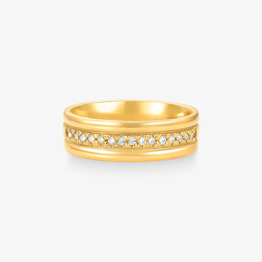 Aliança Lua Comfort com Pedras em Ouro Amarelo 18K, 6,20mm