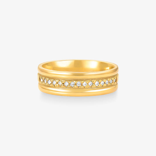 Aliança Lua Comfort com Pedras em Ouro Amarelo 18K, 6,20mm