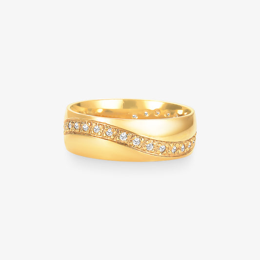 Aliança Imperial Comfort com Pedras em Ouro Amarelo 18K, 6,40mm