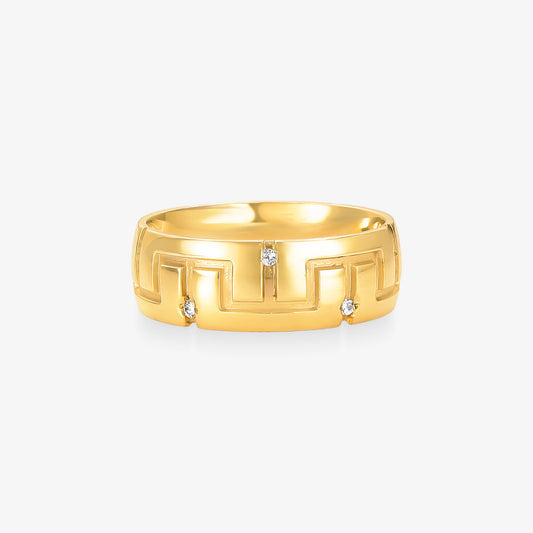 Aliança Luna Comfort com Pedras em Ouro Amarelo 18K, 6,80mm