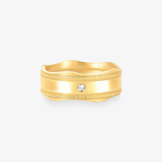 Aliança Eterna Comfort com Pedras em Ouro Amarelo 18K, 7,80mm