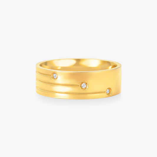 Aliança LX Comfort com Pedras em Ouro Amarelo 18K, 7mm