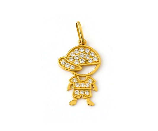 Pingente Menino com Zircônia em Ouro Amarelo 18K