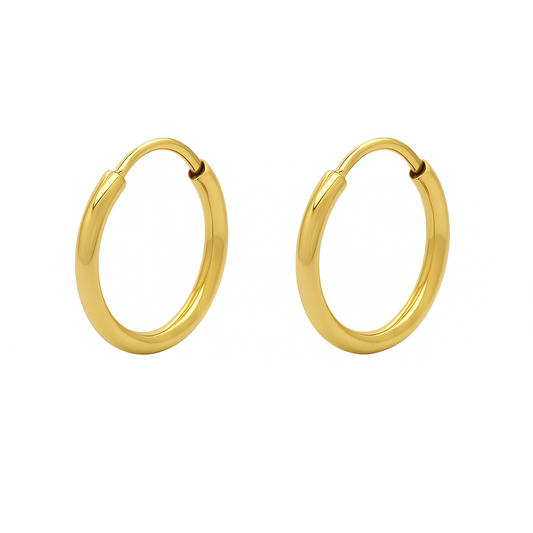 Brinco Argola Oval Meia Cana em Ouro Amarelo18K